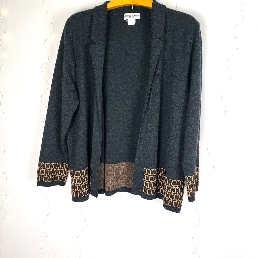 Vintage Cardigan Grey Chain Link Sweater XL